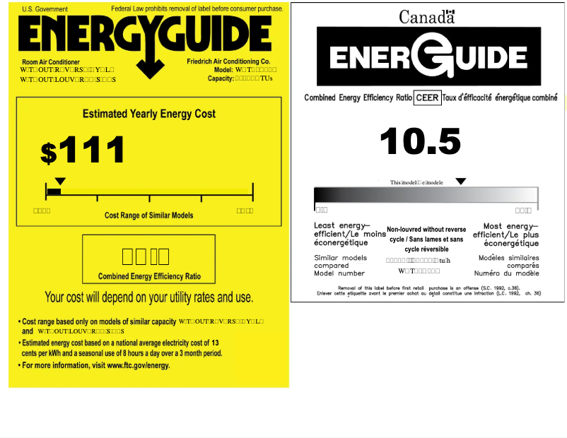 Página nº 1 - Etiqueta energética Friedrich WCT12A30B