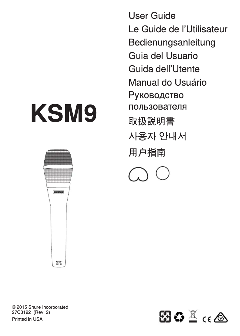 Página nº 1 - Manual de usuario Shure KSM9