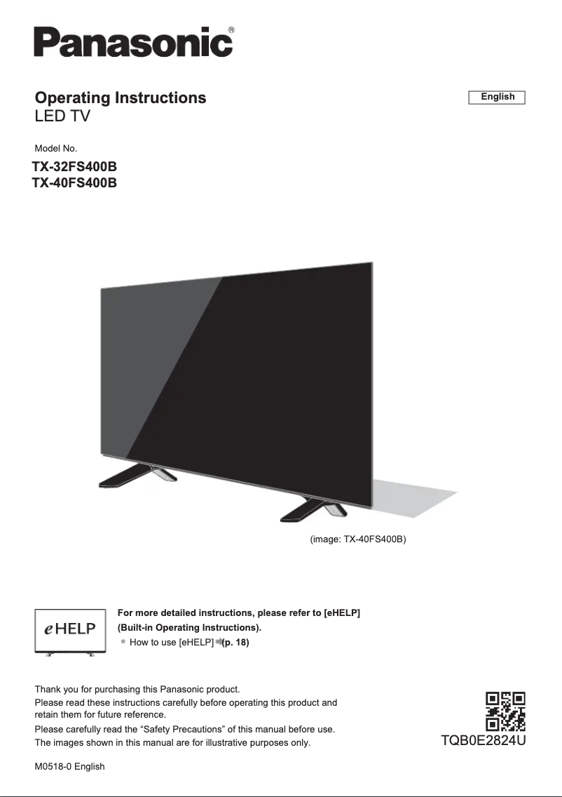 Imagen de la primera página del manual del dispositivo TX-40FS400B