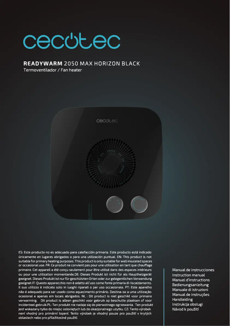 Imagen de la primera página del manual del dispositivo ReadyWarm 2050 Max Horizon