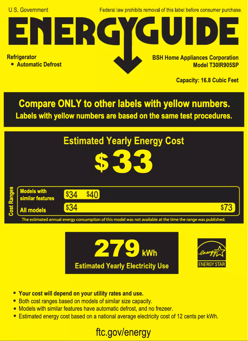 Página 1 del manual Etiqueta energética Thermador T30IR905SP