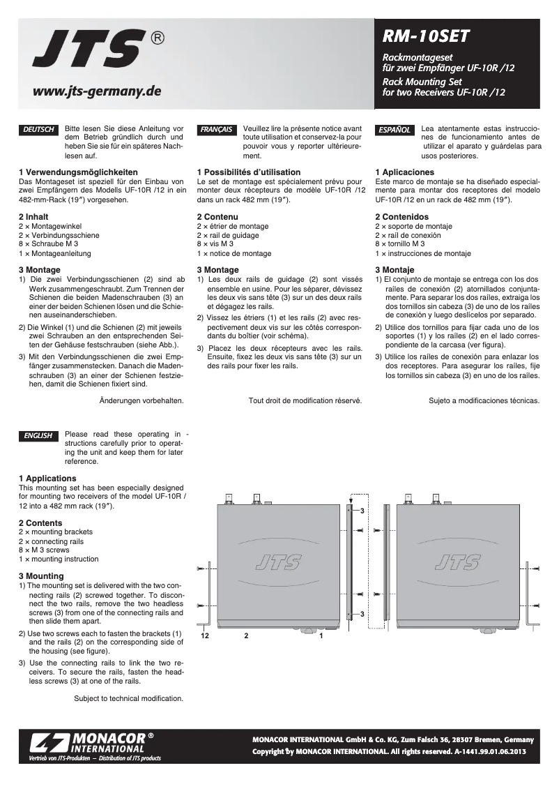 Imagen de la primera página del manual del dispositivo RM-10SET