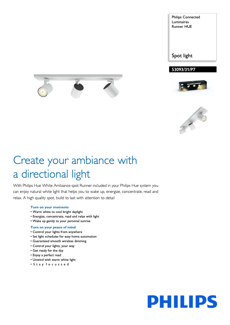 Página nº 1 - Manual de usuario Philips Hue Runner