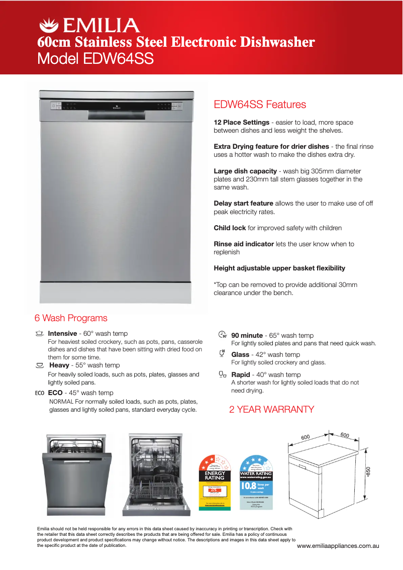 Imagen de la primera página del manual del dispositivo EDW64SS