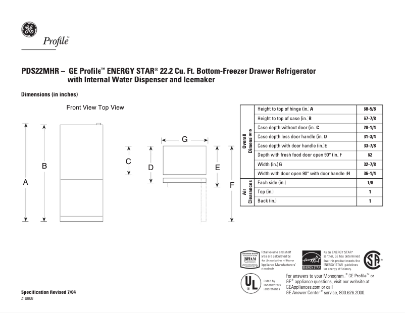 Imagen de la primera página del manual del dispositivo Profile PDS22MHRBB