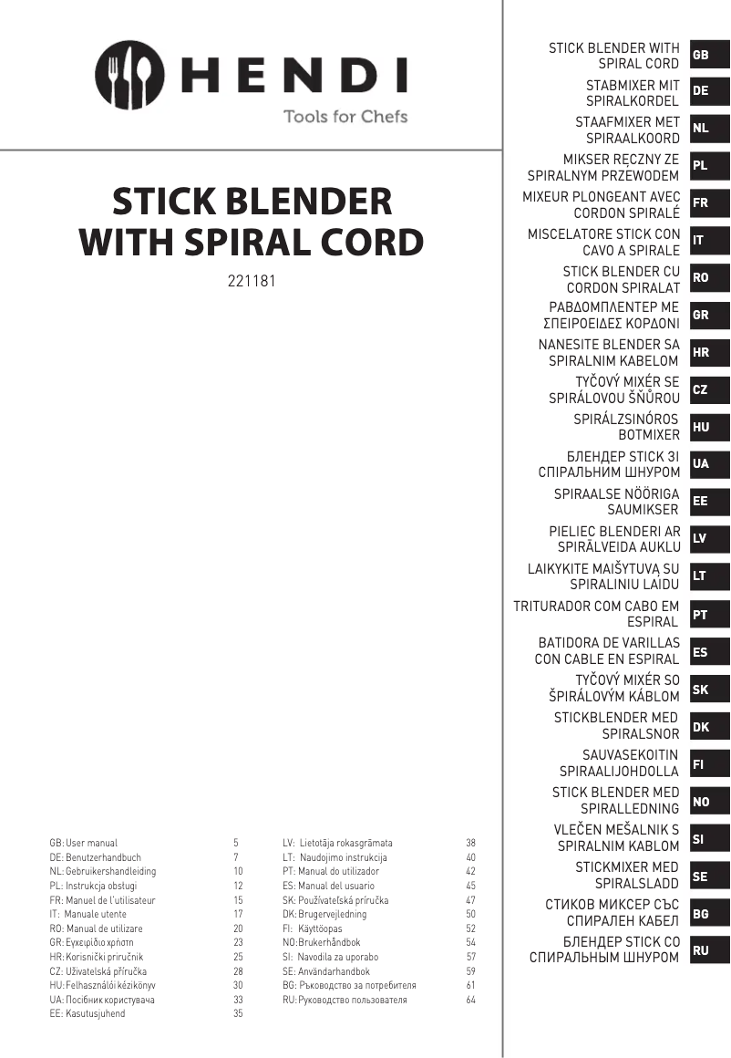 Página 1 del manual Manual de usuario Hendi 221181