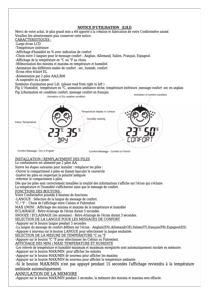 Imagen de la primera página del manual del dispositivo LILI