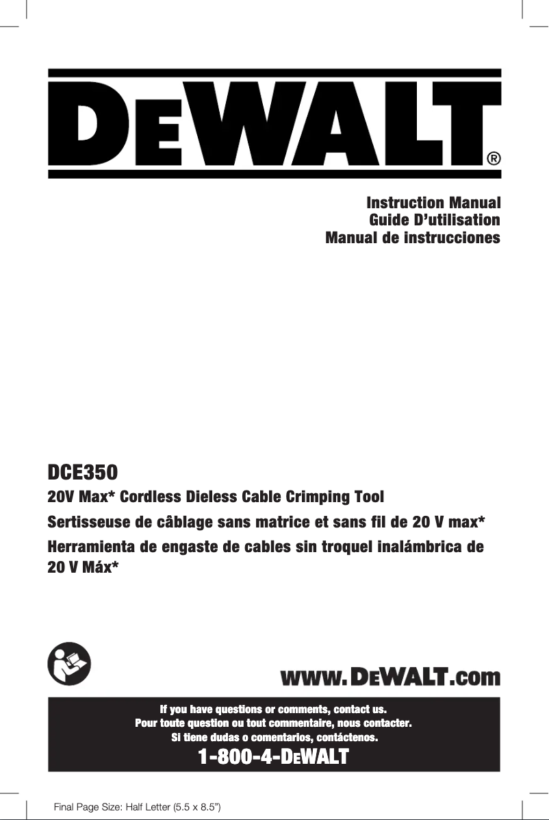 Página 1 del manual Manual de usuario DeWalt DCE350