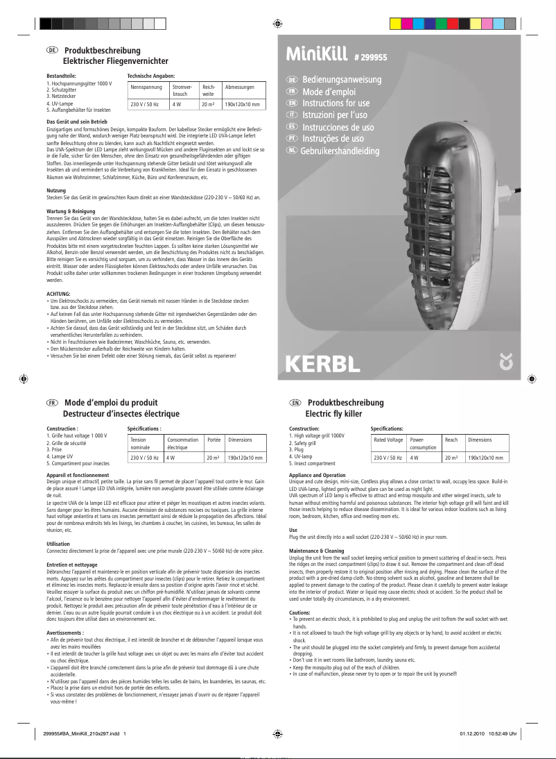 Página 1 del manual Manual de usuario Kerbl MiniKill
