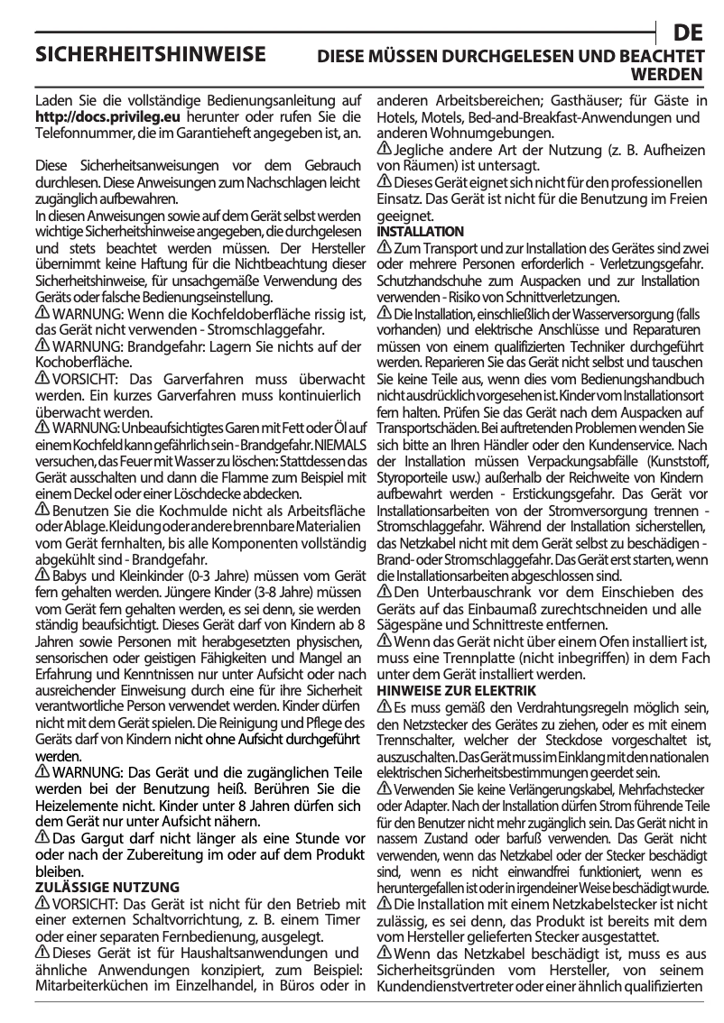 Página 1 del manual Manual de uso y mantenimiento Privileg PCTAC K7042 IN