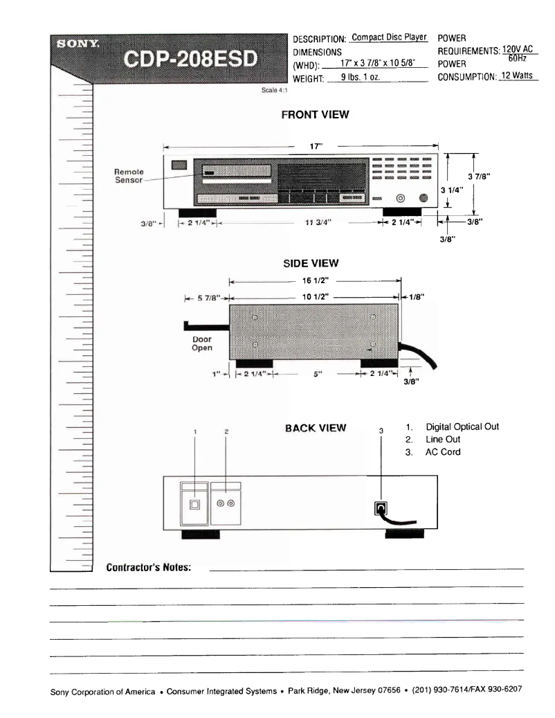 Página nº 1 - Guía de instalación Sony CDP-208ESD