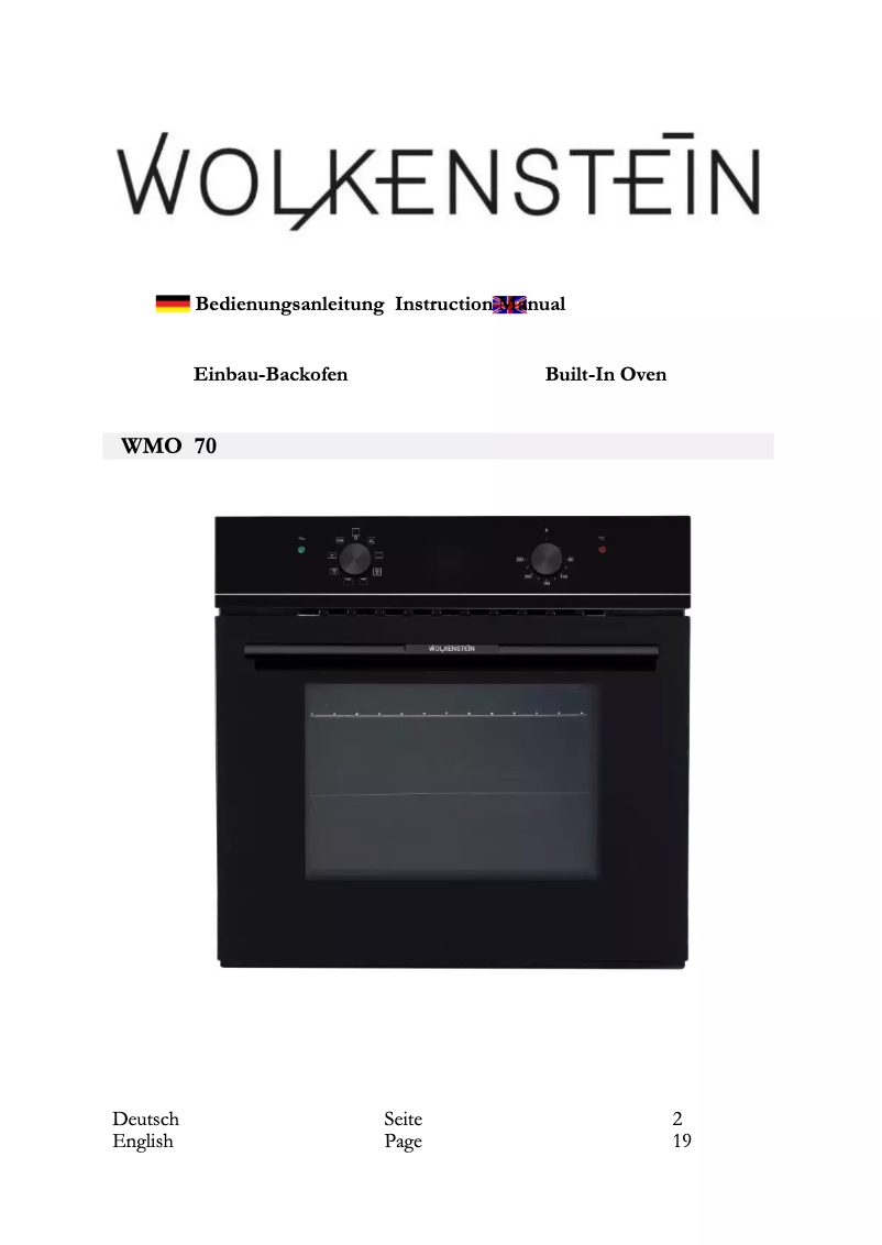 Imagen de la primera página del manual del dispositivo WMO 70