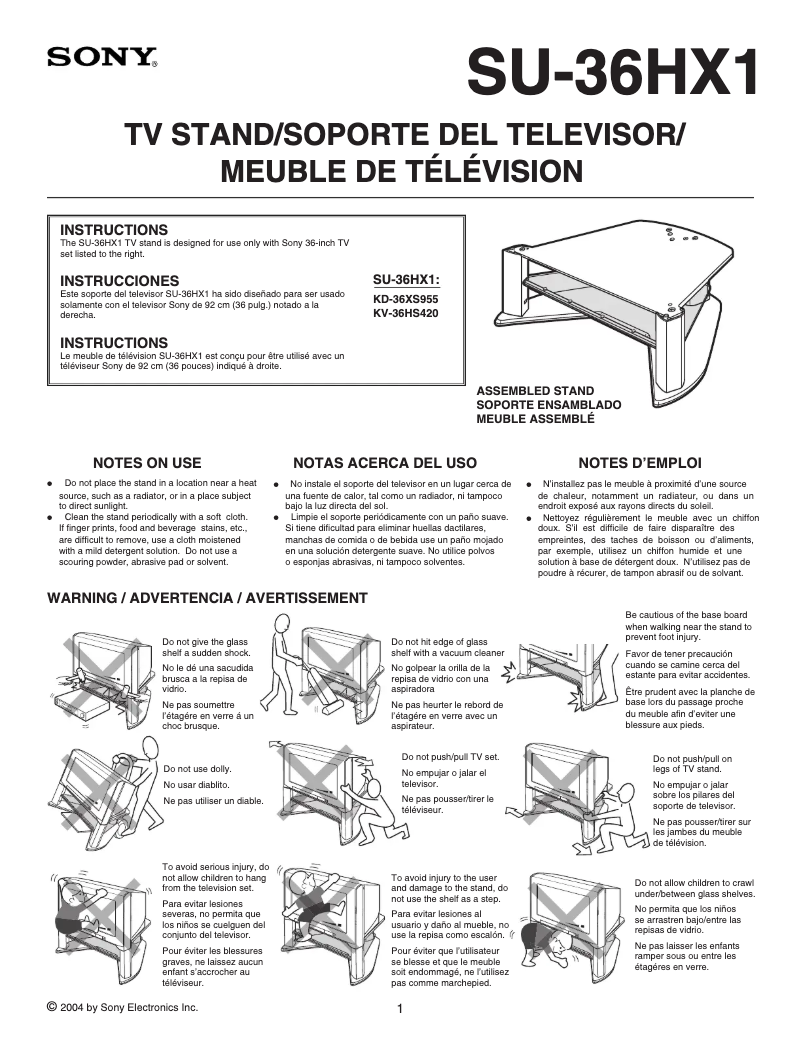 Imagen de la primera página del manual del dispositivo KD-36XS955