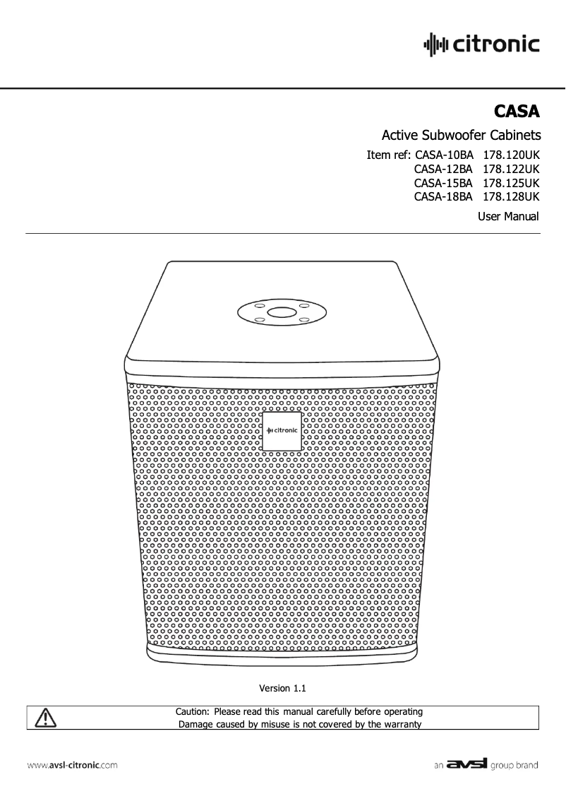 Imagen de la primera página del manual del dispositivo CASA-18BA