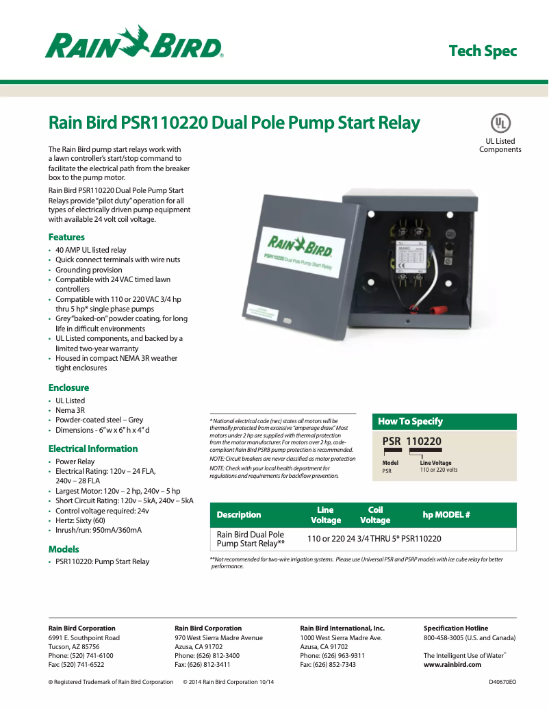 Imagen de la primera página del manual del dispositivo PSR110220
