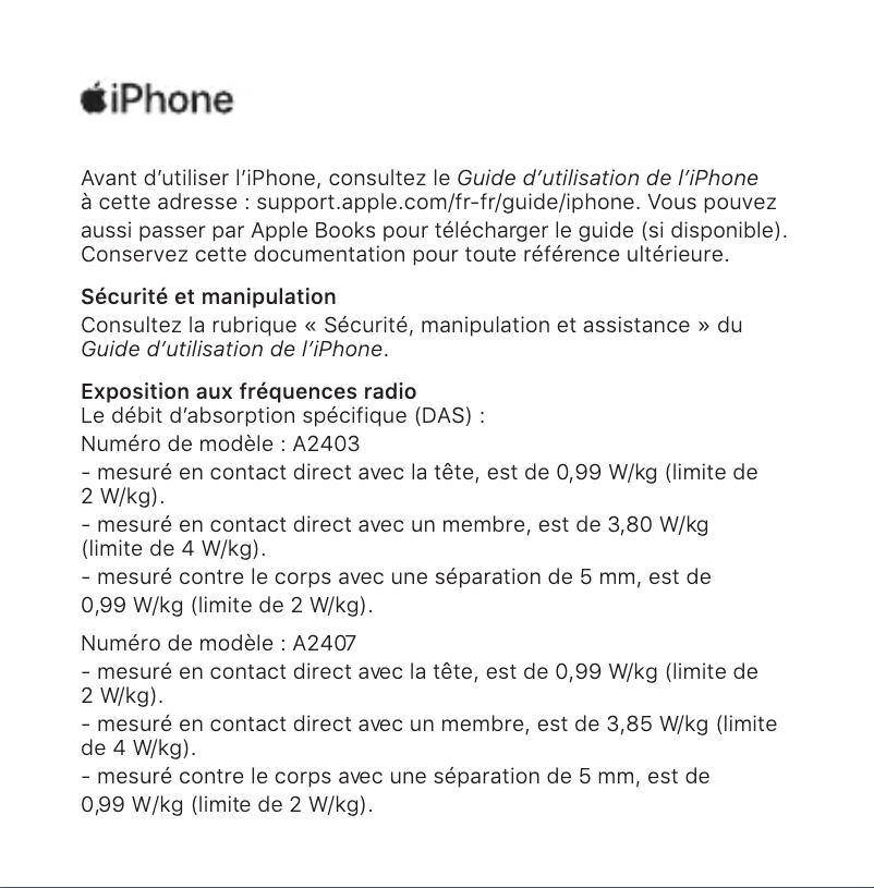 Imagen de la primera página del manual del dispositivo iPhone XR