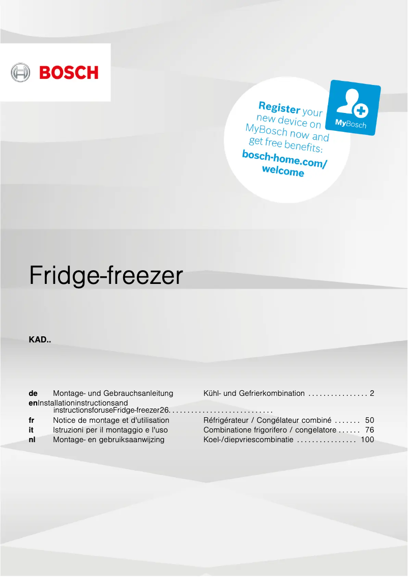 Imagen de la primera página del manual del dispositivo KAD93VBFP