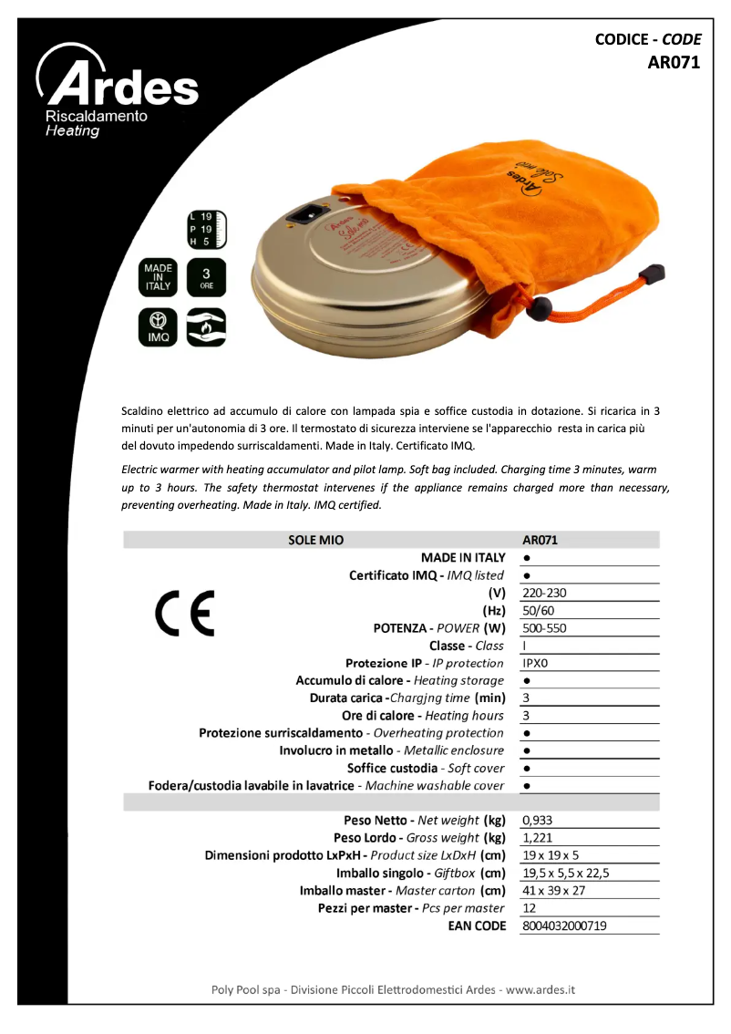 Página nº 1 - Ficha técnica Ardes AR071