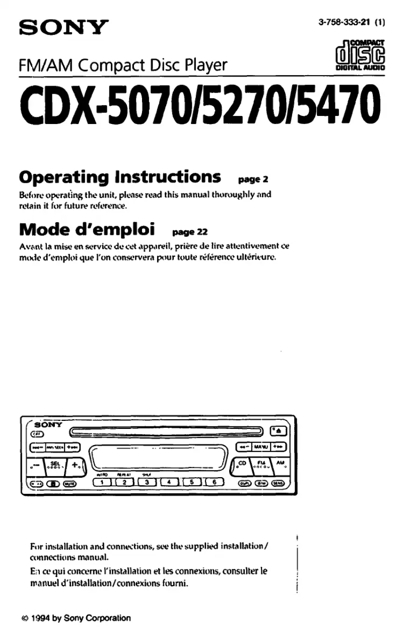 Imagen de la primera página del manual del dispositivo CDX-5070