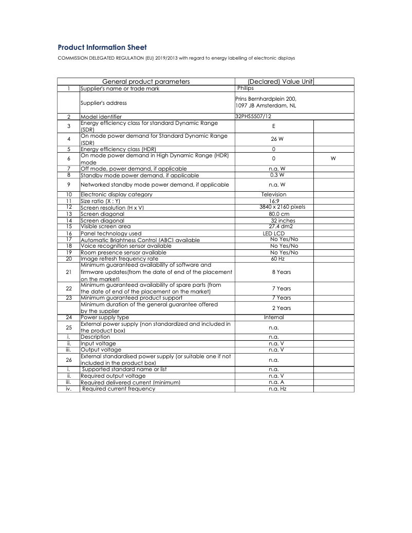 Imagen de la primera página del manual del dispositivo 32PHS5507