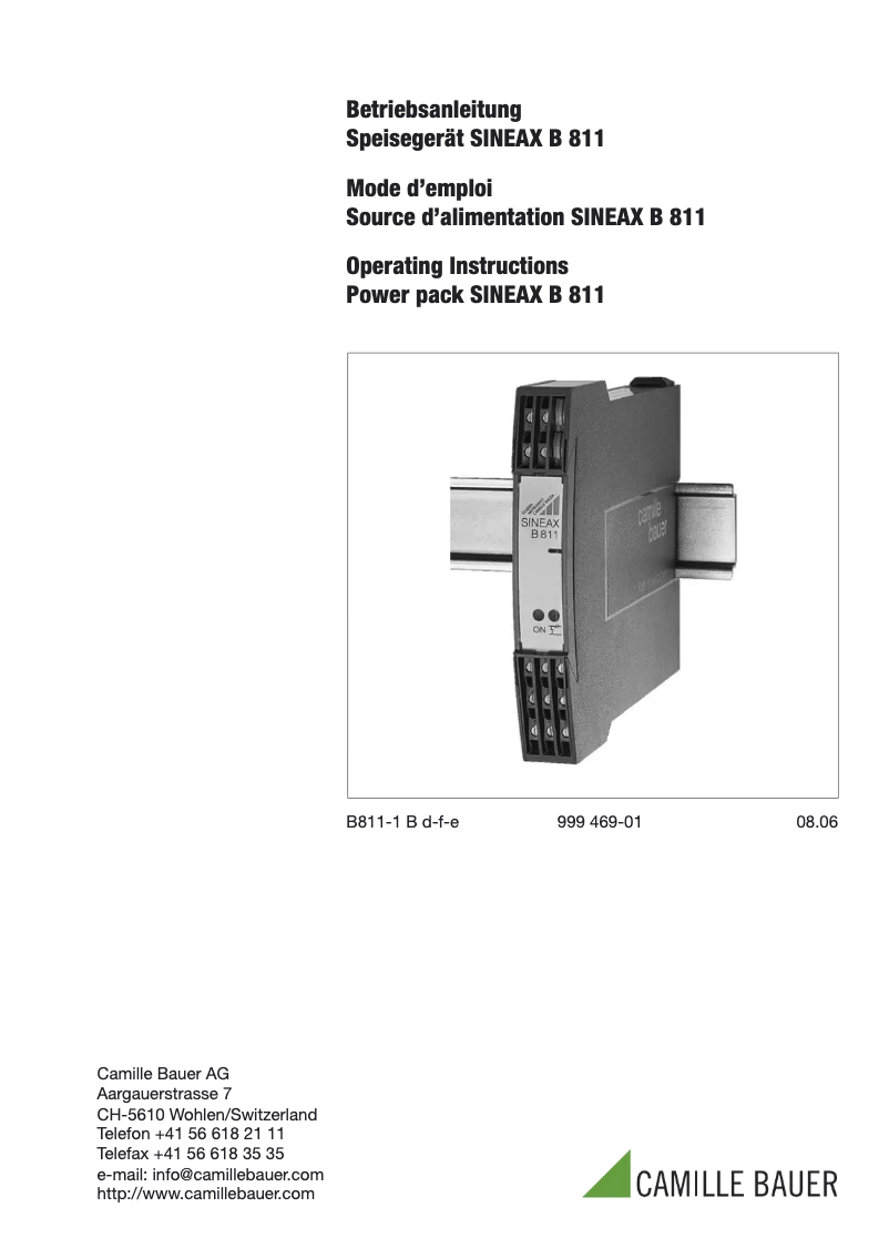 Imagen de la primera página del manual del dispositivo Sineax B811