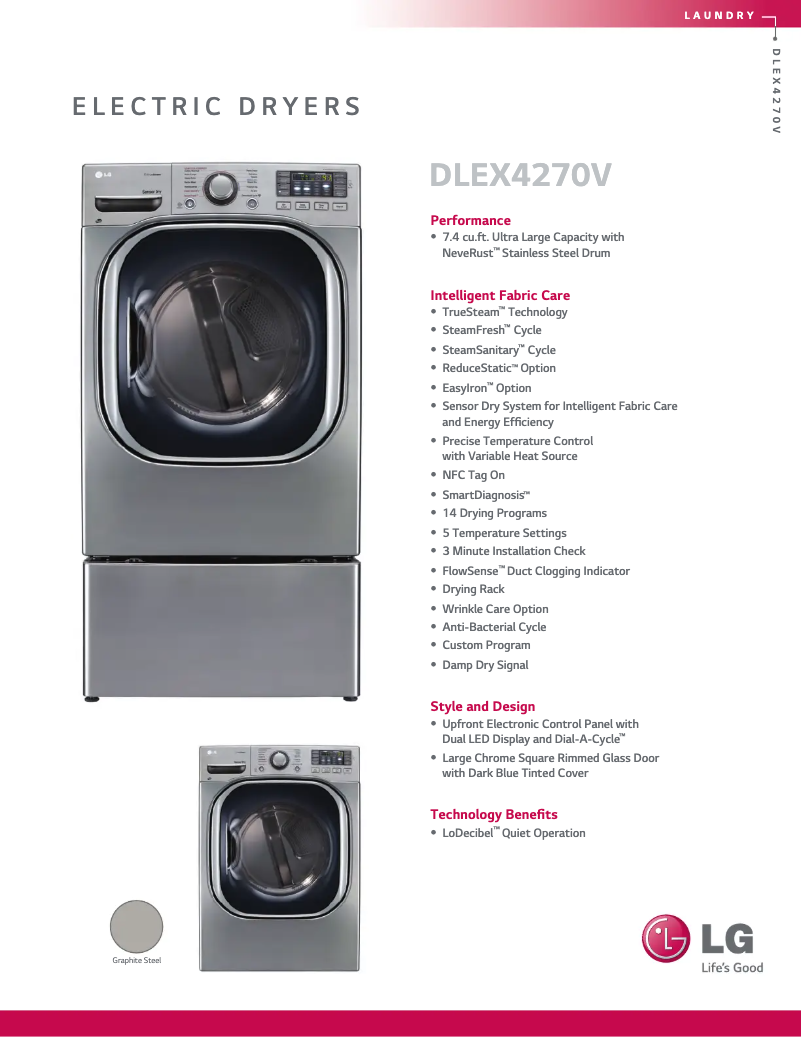 Página 1 del manual Ficha técnica LG DLEX4270V