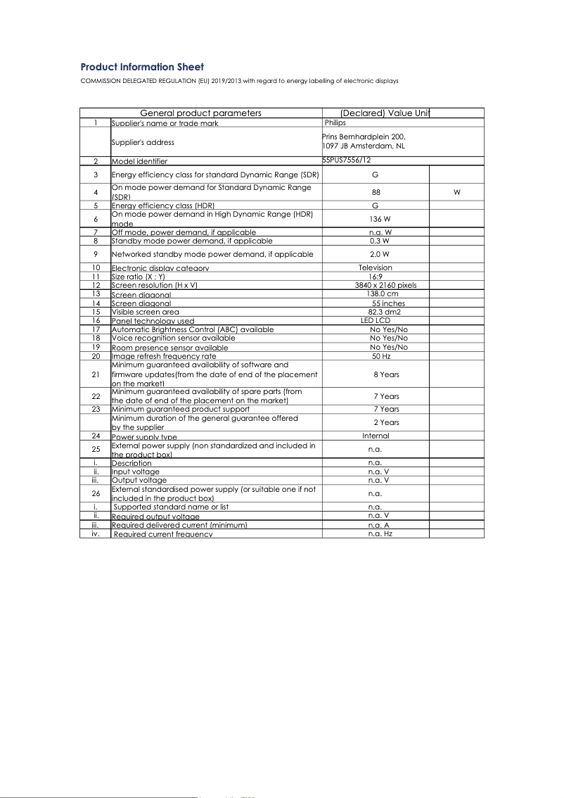 Imagen de la primera página del manual del dispositivo 55PUS7556