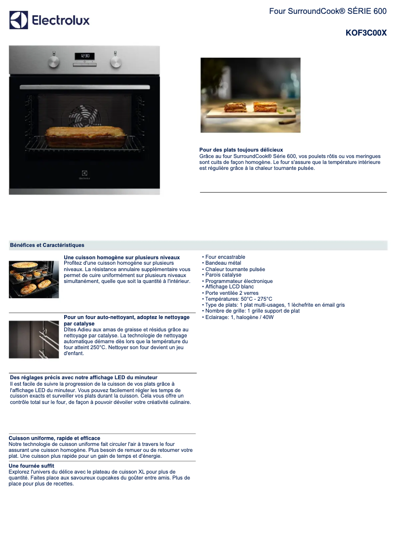 Página 1 del manual Ficha técnica Electrolux KOF3C00X