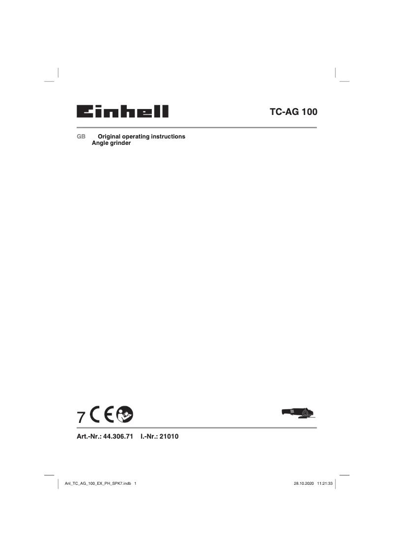 Página 1 del manual Manual de usuario Einhell TC-AG 100