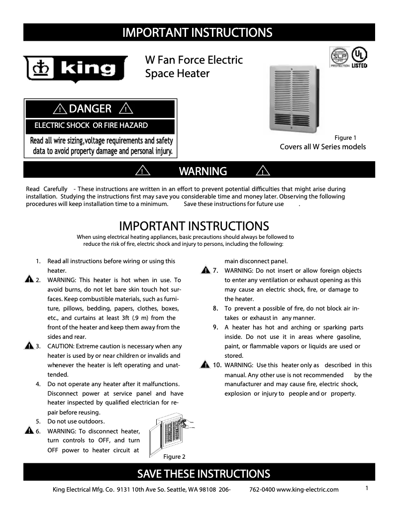 Página 1 del manual Manual de usuario King W1215-T-W