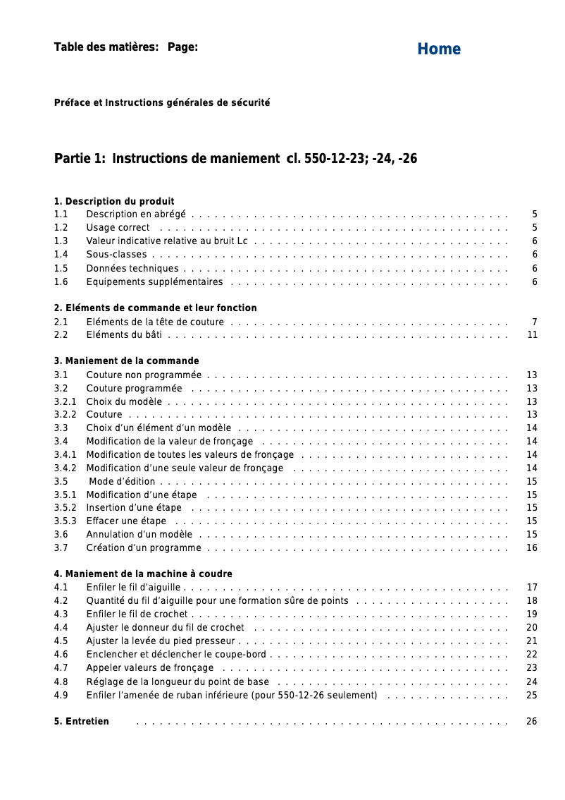 Página 1 del manual Manual de usuario Dürkopp Adler 550-12-26