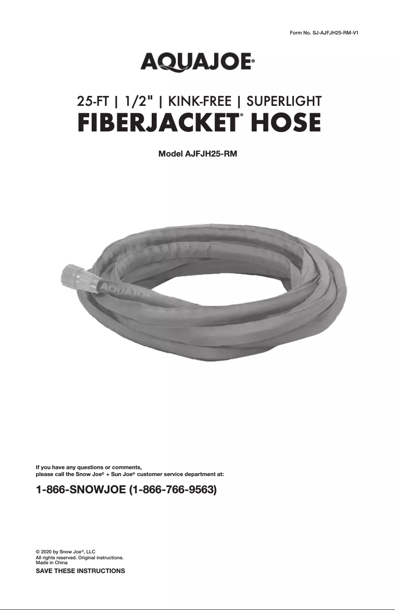 Página nº 1 - Manual de usuario Aqua Joe AJFJH25-RM