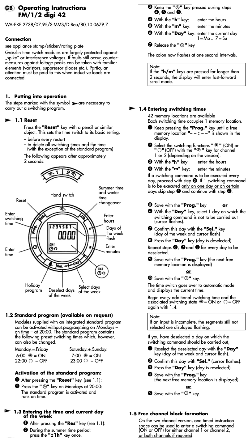 Imagen de la primera página del manual del dispositivo FM 2 digi 42