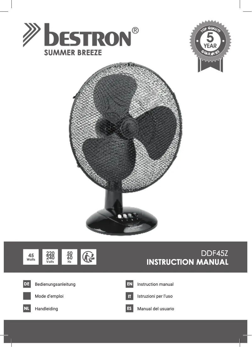 Página 1 del manual Manual de usuario Bestron DDF45Z