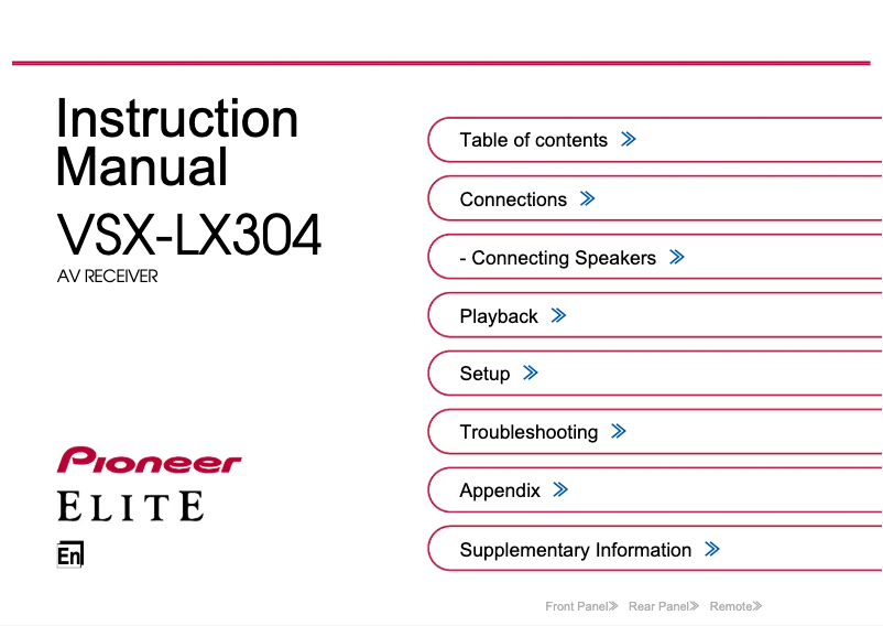 Página 1 del manual Manual de usuario Pioneer Elite VSX-LX304
