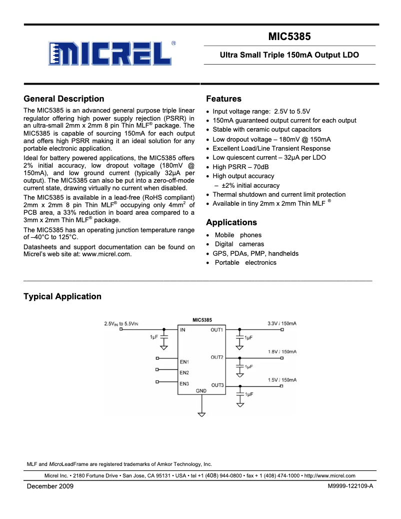 Imagen de la primera página del manual del dispositivo MIC5385