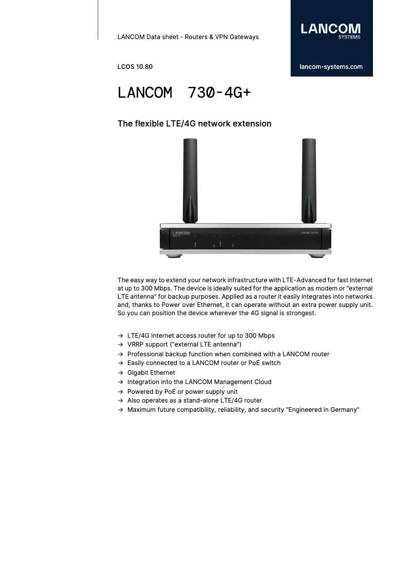 Imagen de la primera página del manual del dispositivo 730-4G+