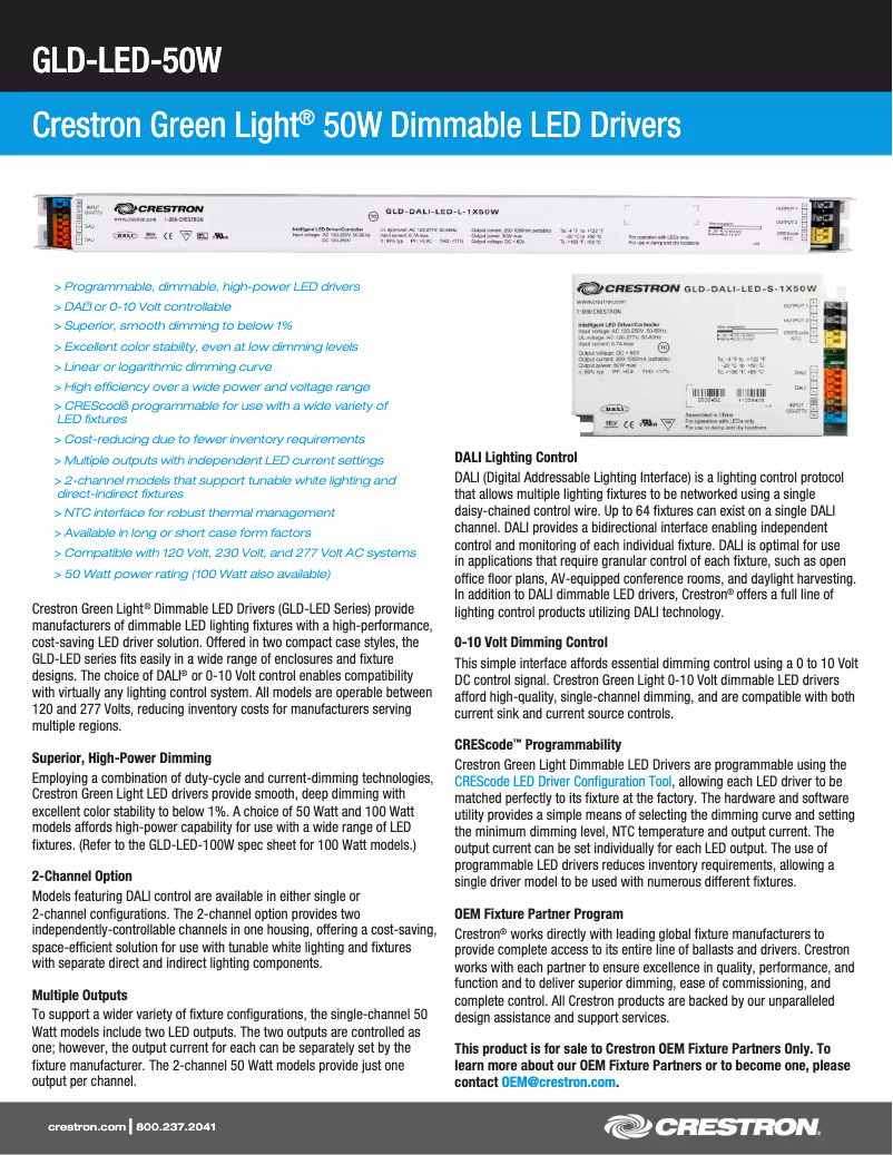 Imagen de la primera página del manual del dispositivo GLD-DALI-LED-L-2X100W