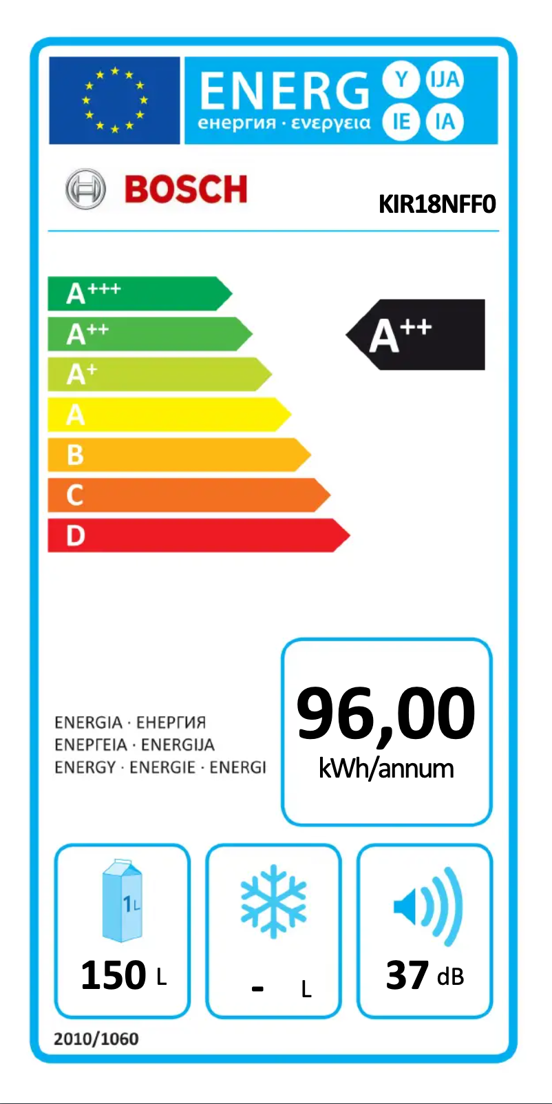 Página nº 1 - Etiqueta energética Bosch KIR18NFF0