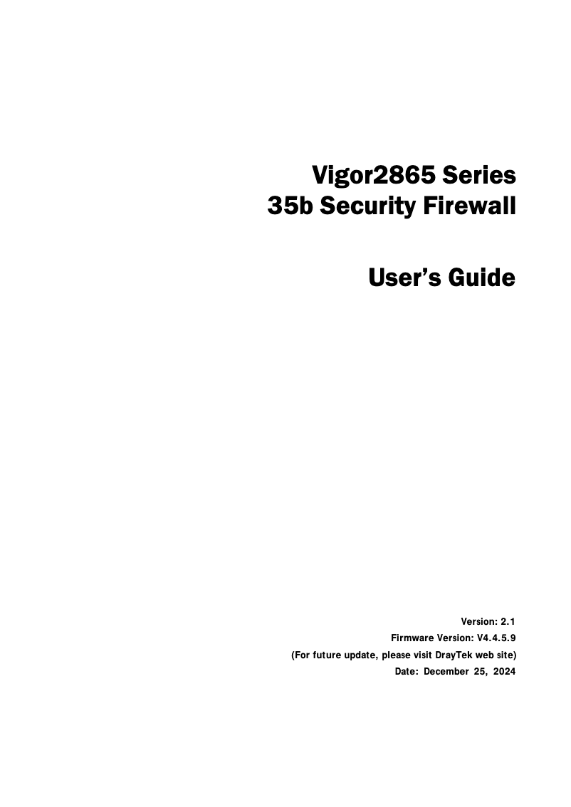 Imagen de la primera página del manual del dispositivo Vigor 2865L-5G