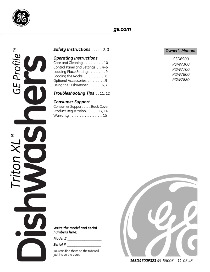 Imagen de la primera página del manual del dispositivo GSD6200JCC