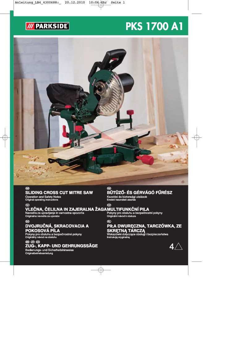 Imagen de la primera página del manual del dispositivo PKS 1700 A1