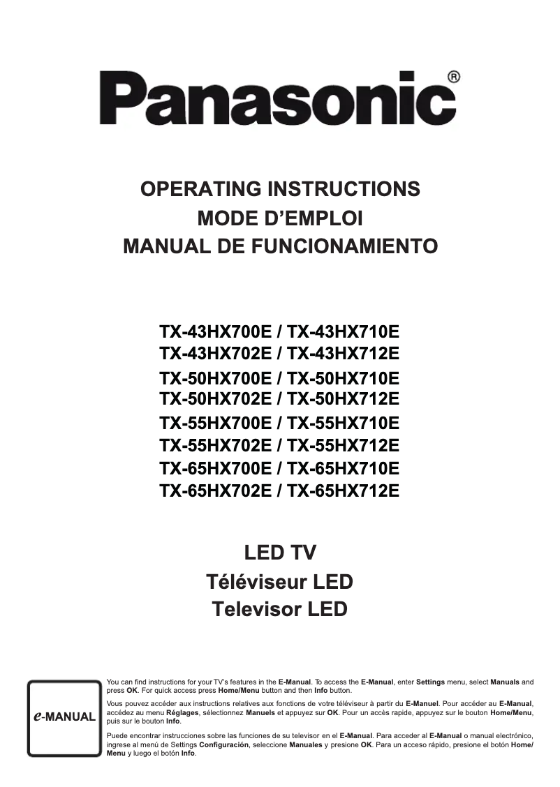 Imagen de la primera página del manual del dispositivo TX-43HX702E