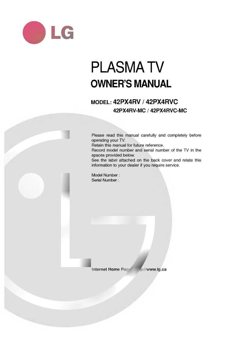 Imagen de la primera página del manual del dispositivo 42PX4RVC