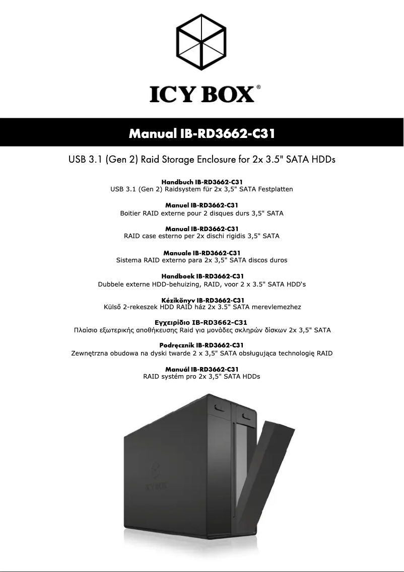 Página 1 del manual Manual de instrucciones Icy Box IB-RD3662-C31