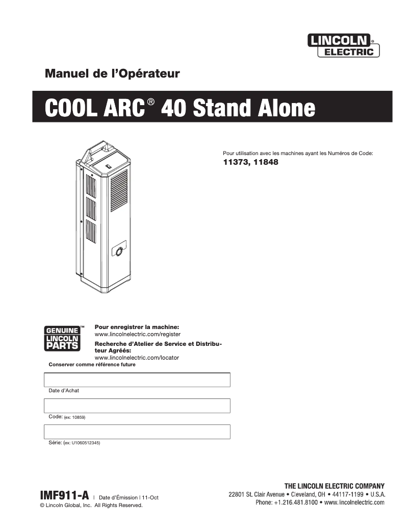 Imagen de la primera página del manual del dispositivo Cool Arc 40