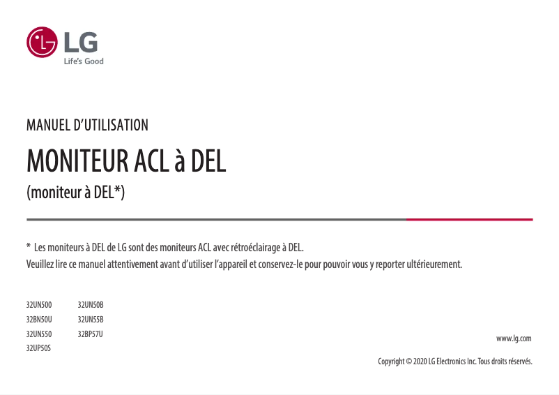 Imagen de la primera página del manual del dispositivo 32UN500