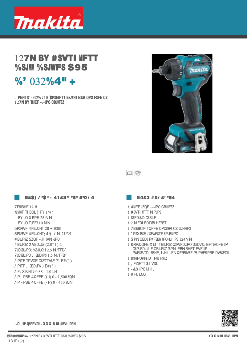 Página 1 del manual Ficha técnica Makita DF032DSAJ