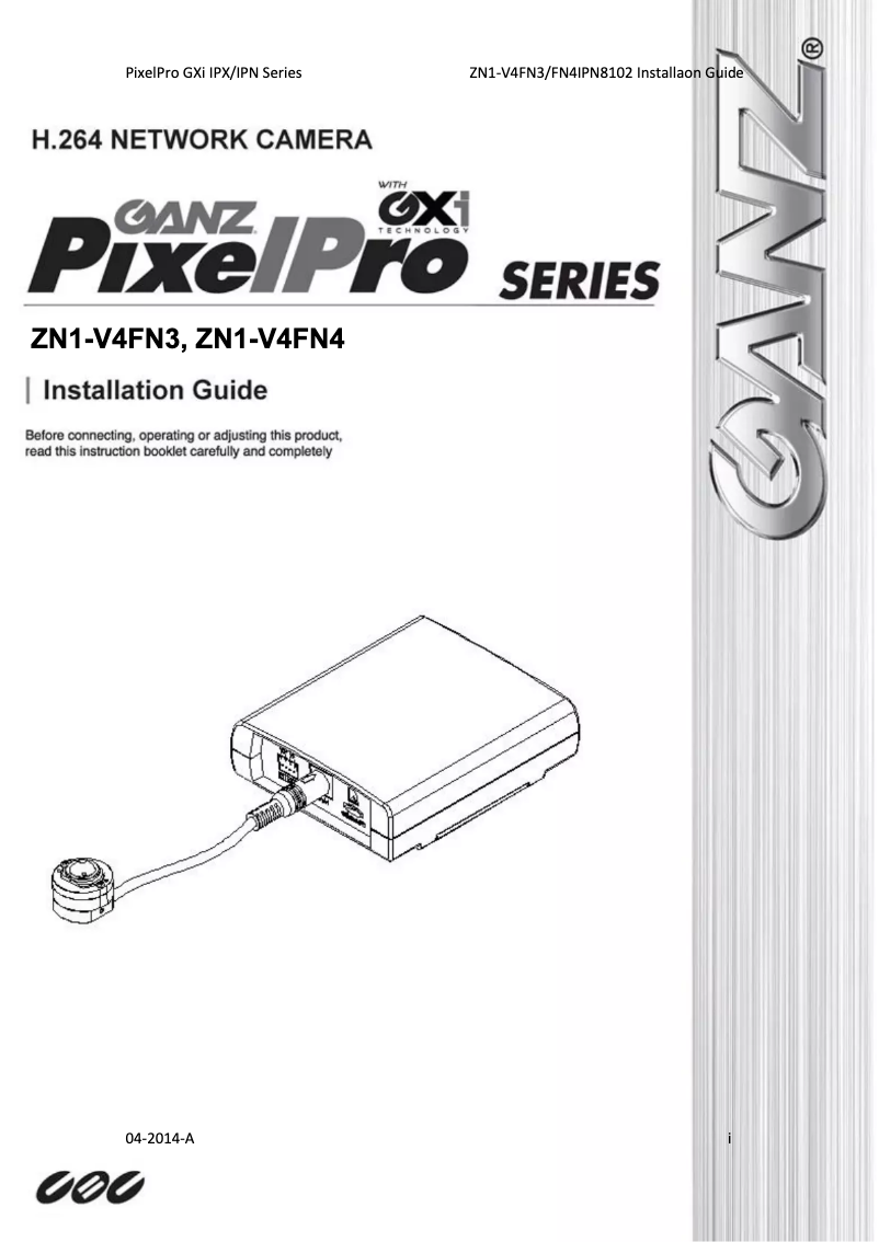 Imagen de la primera página del manual del dispositivo PixelPro ZN1-V4FN4