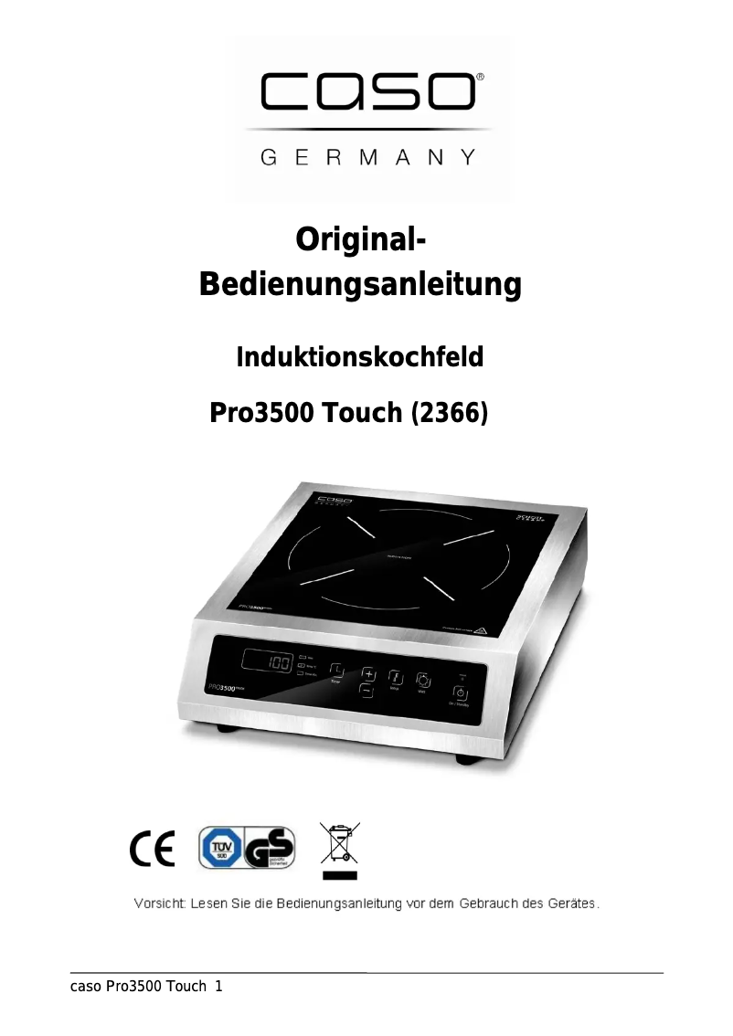 Imagen de la primera página del manual del dispositivo Pro 3500 Touch